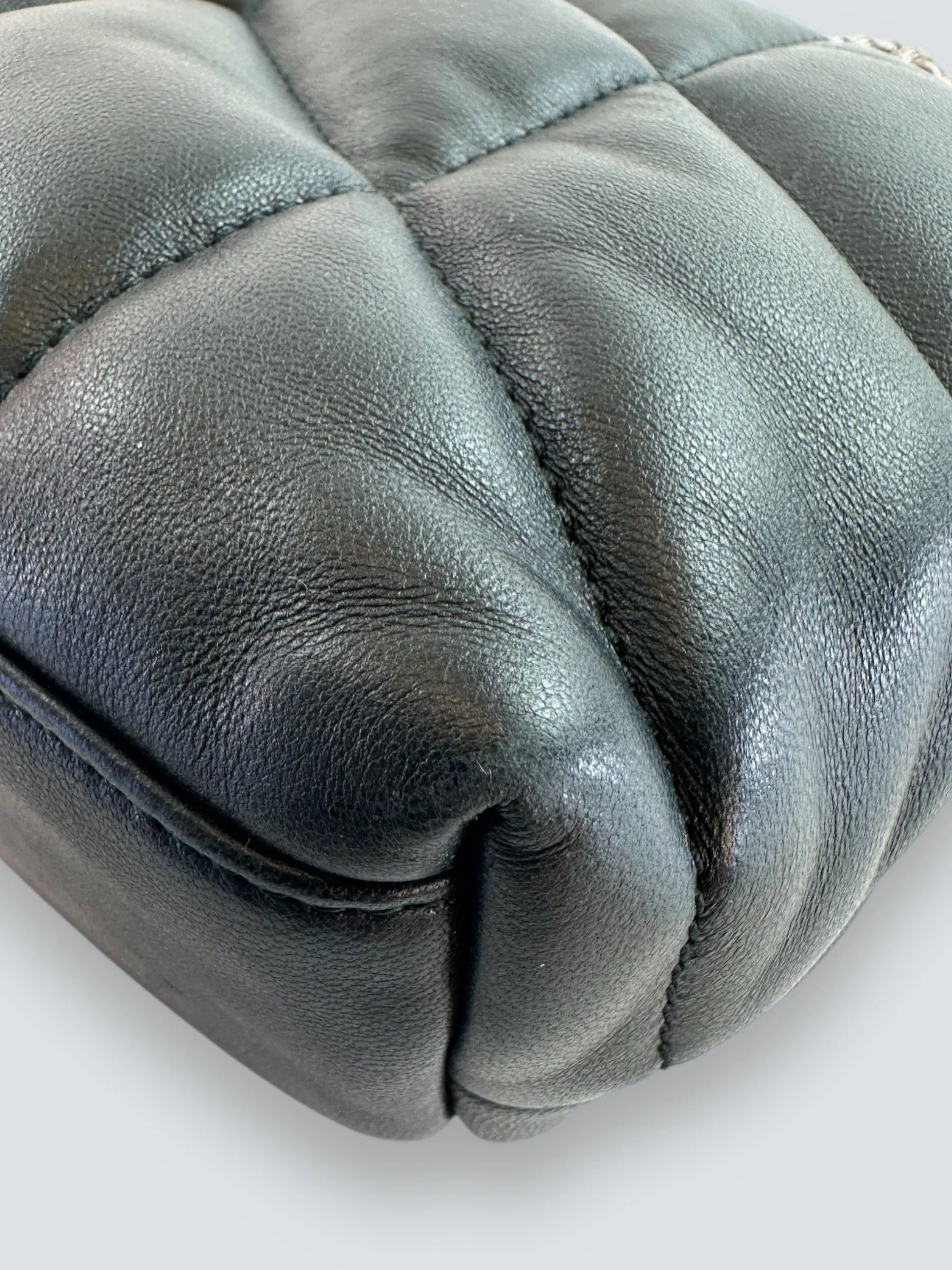 Saint Laurent Black Lambskin Leather Toy Puffer Crossbody