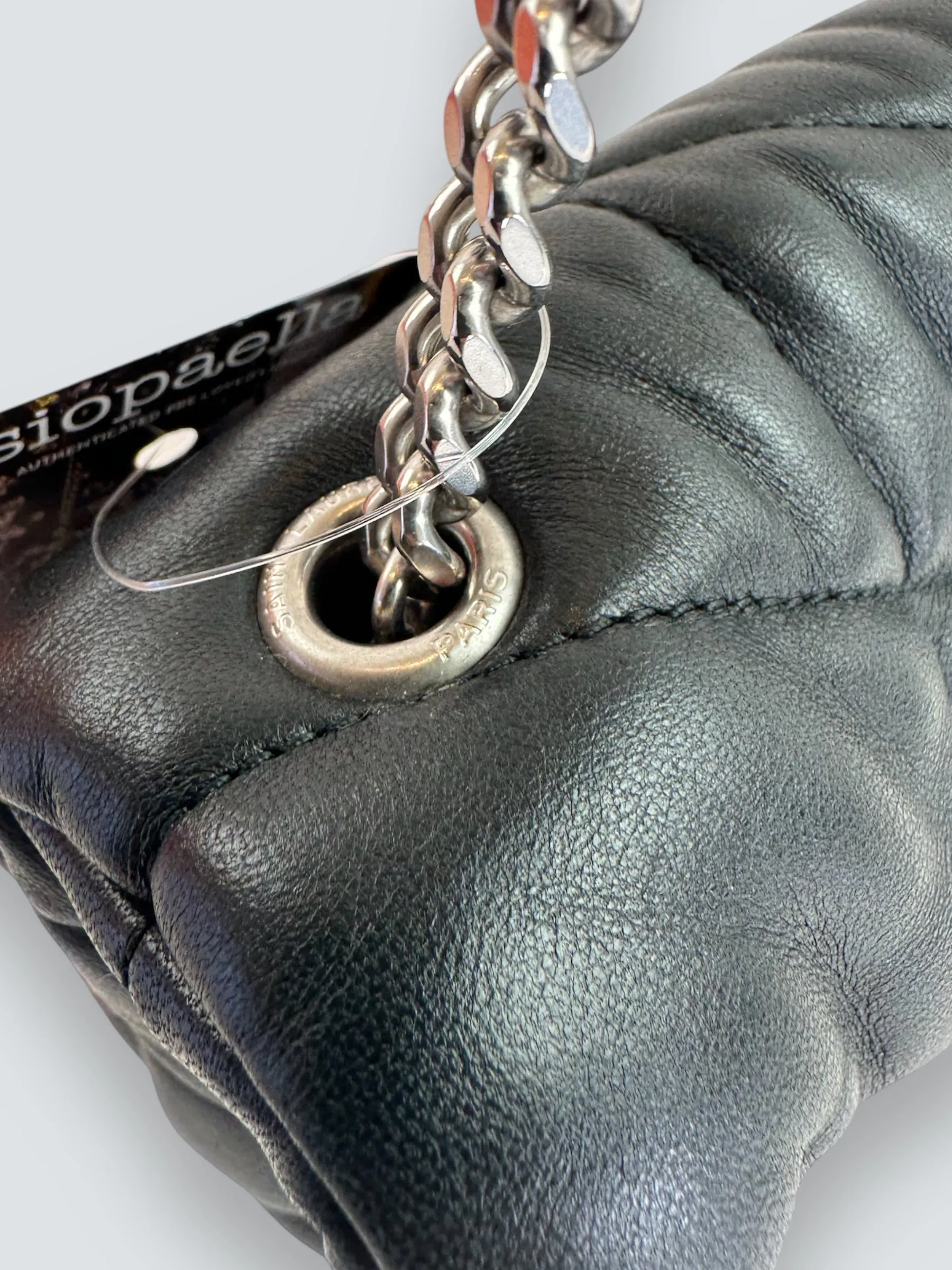 Saint Laurent Black Lambskin Leather Toy Puffer Crossbody