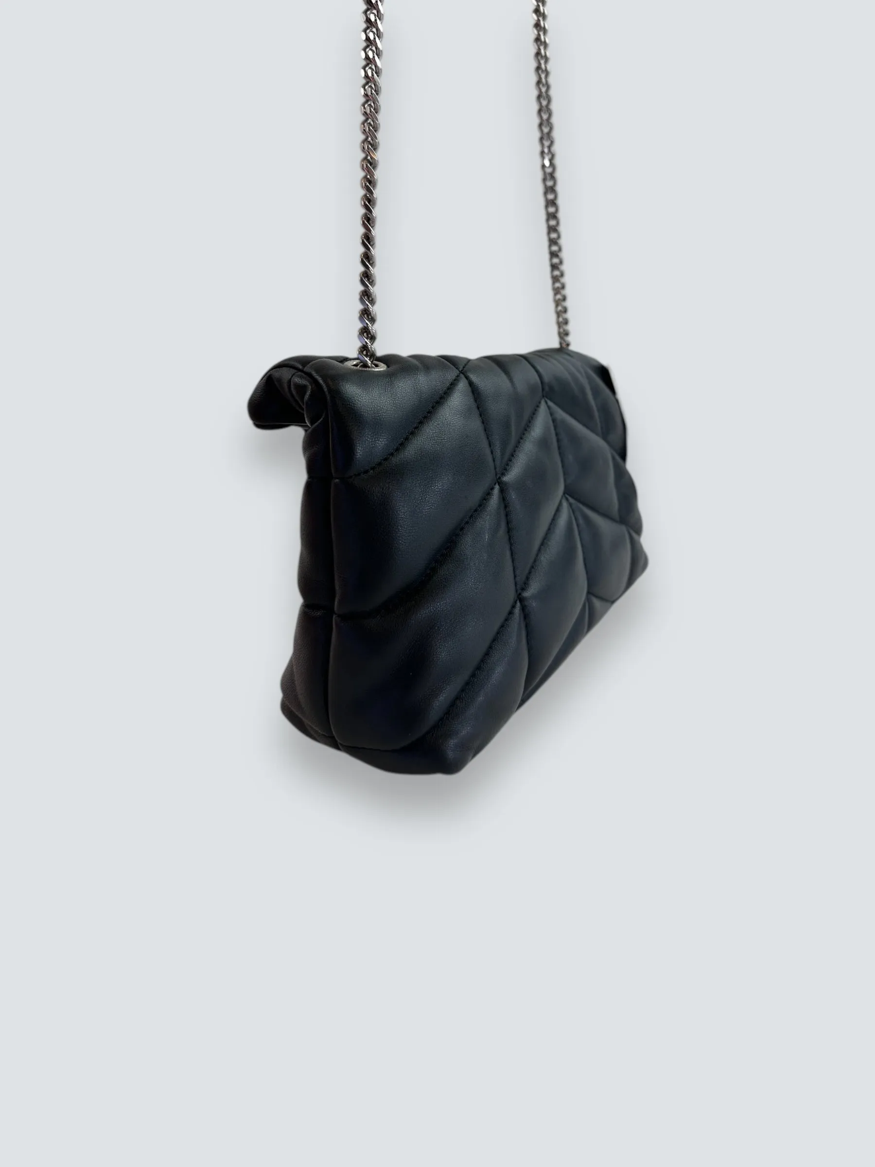 Saint Laurent Black Lambskin Leather Toy Puffer Crossbody