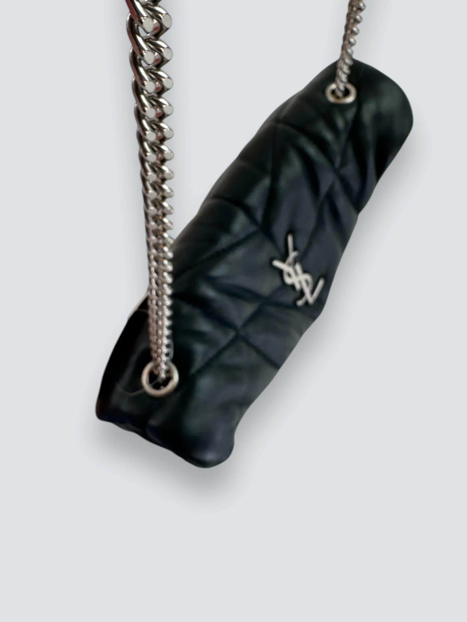 Saint Laurent Black Lambskin Leather Toy Puffer Crossbody
