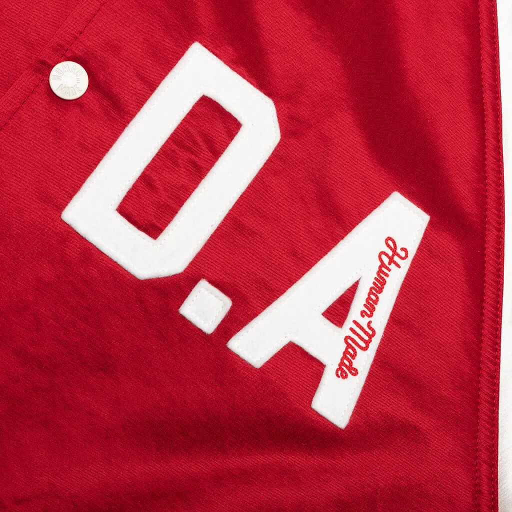 Satin Stadium Jacket - Red