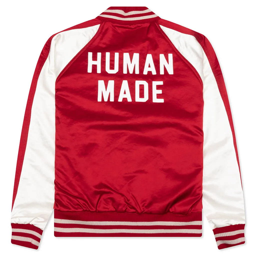 Satin Stadium Jacket - Red