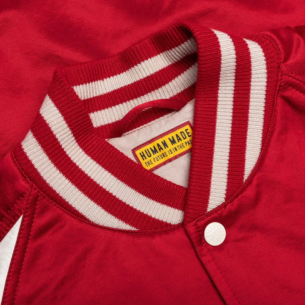 Satin Stadium Jacket - Red