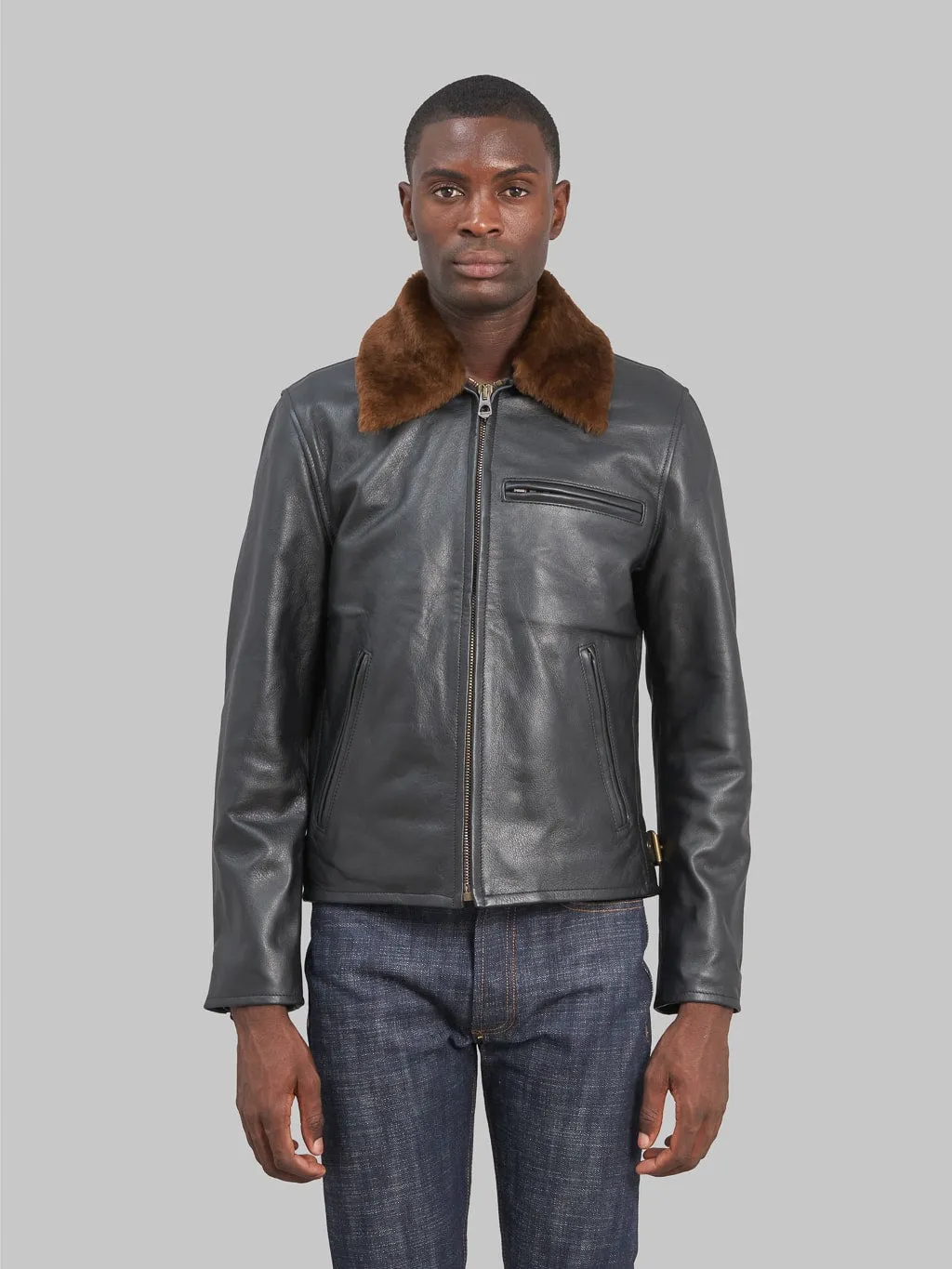 Shangri-La Heritage Varenne Fur Collar Black Leather Jacket