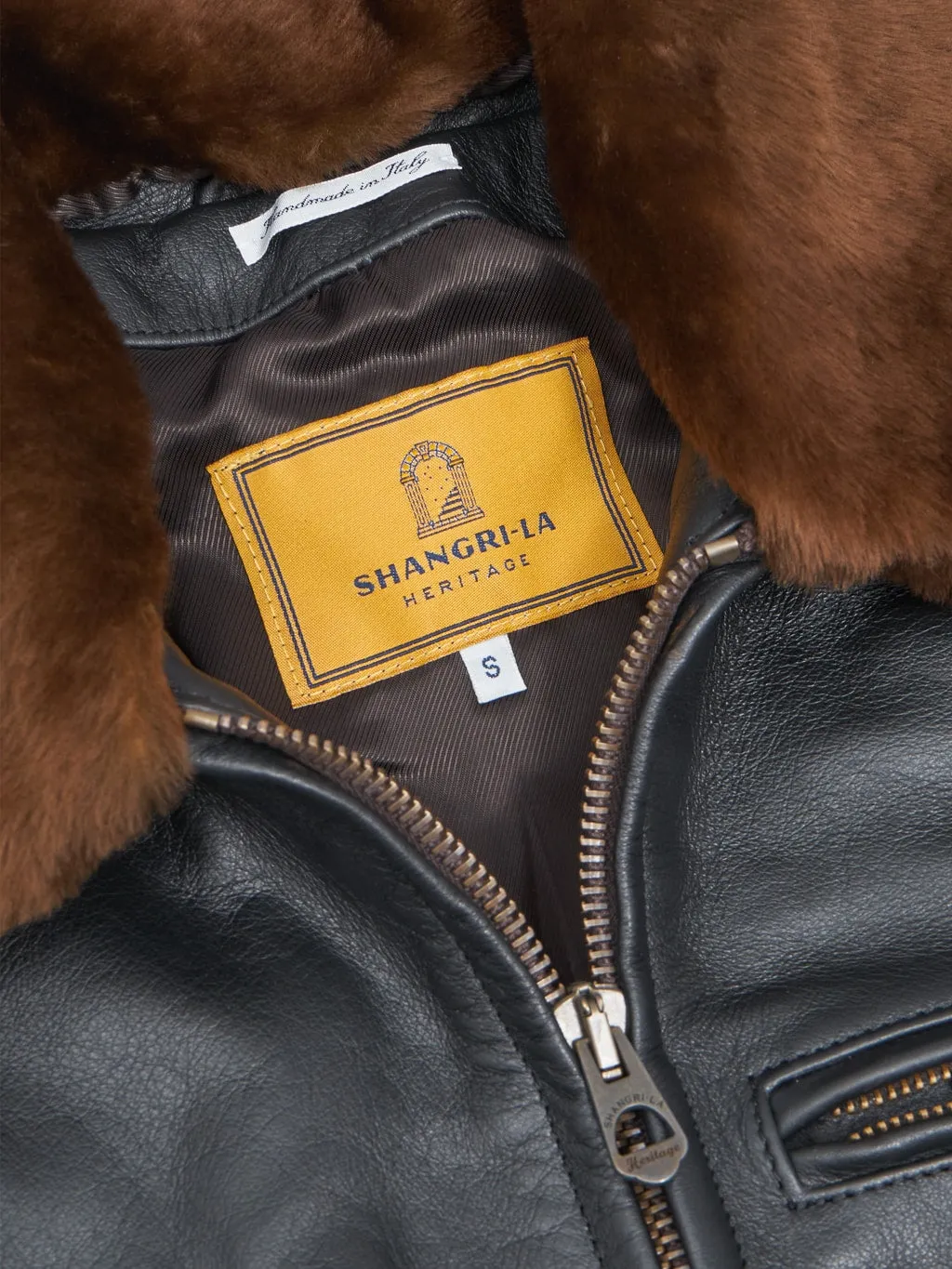 Shangri-La Heritage Varenne Fur Collar Black Leather Jacket