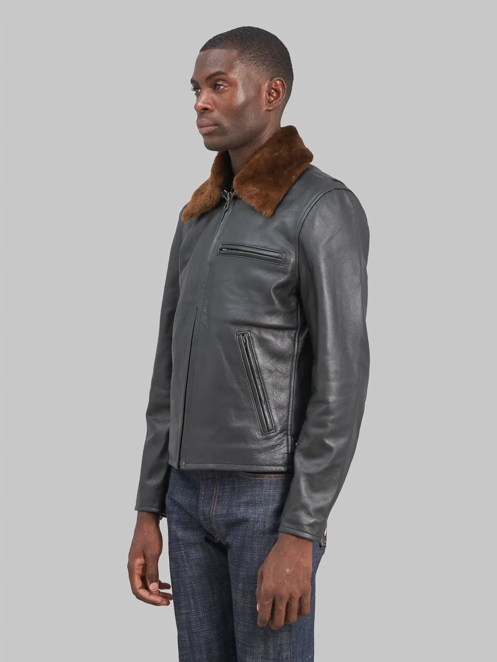 Shangri-La Heritage Varenne Fur Collar Black Leather Jacket