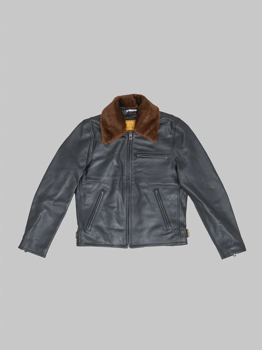 Shangri-La Heritage Varenne Fur Collar Black Leather Jacket
