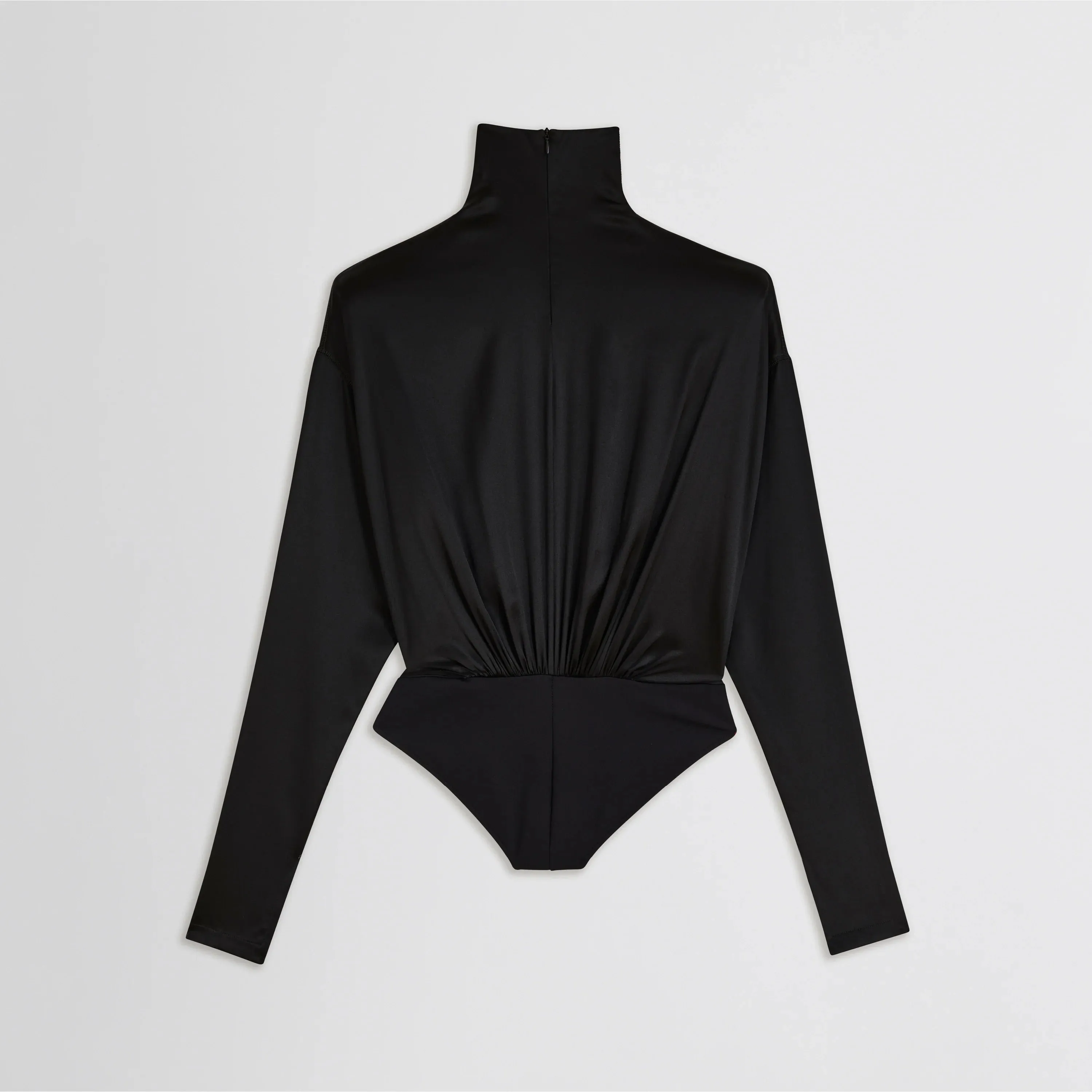 SHARP SHOULDER BODY | black silk satin