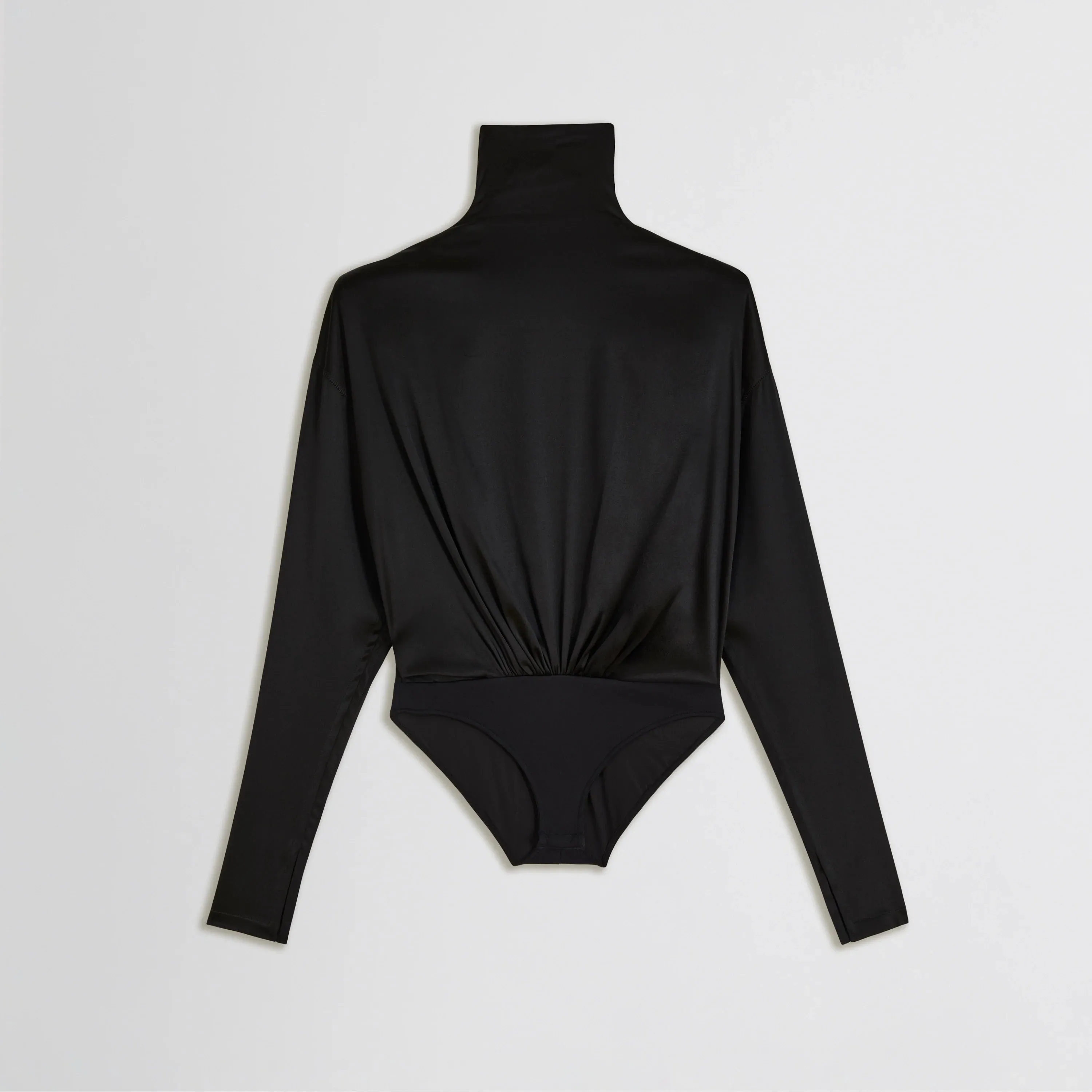SHARP SHOULDER BODY | black silk satin