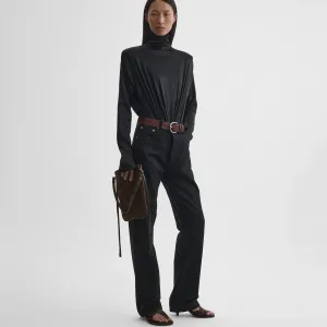 SHARP SHOULDER BODY | black silk satin