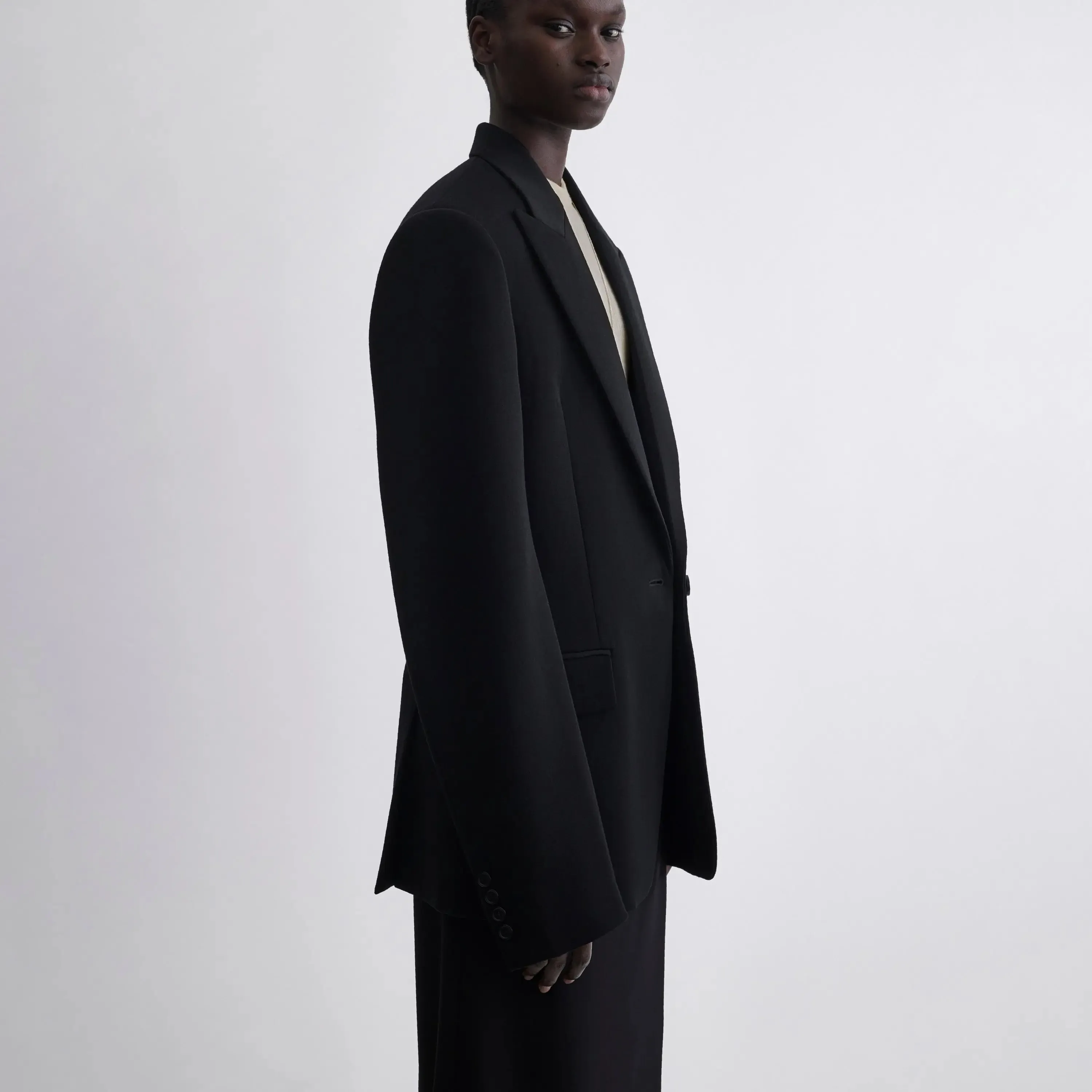 SINGLE BREASTED JACKET | black wool