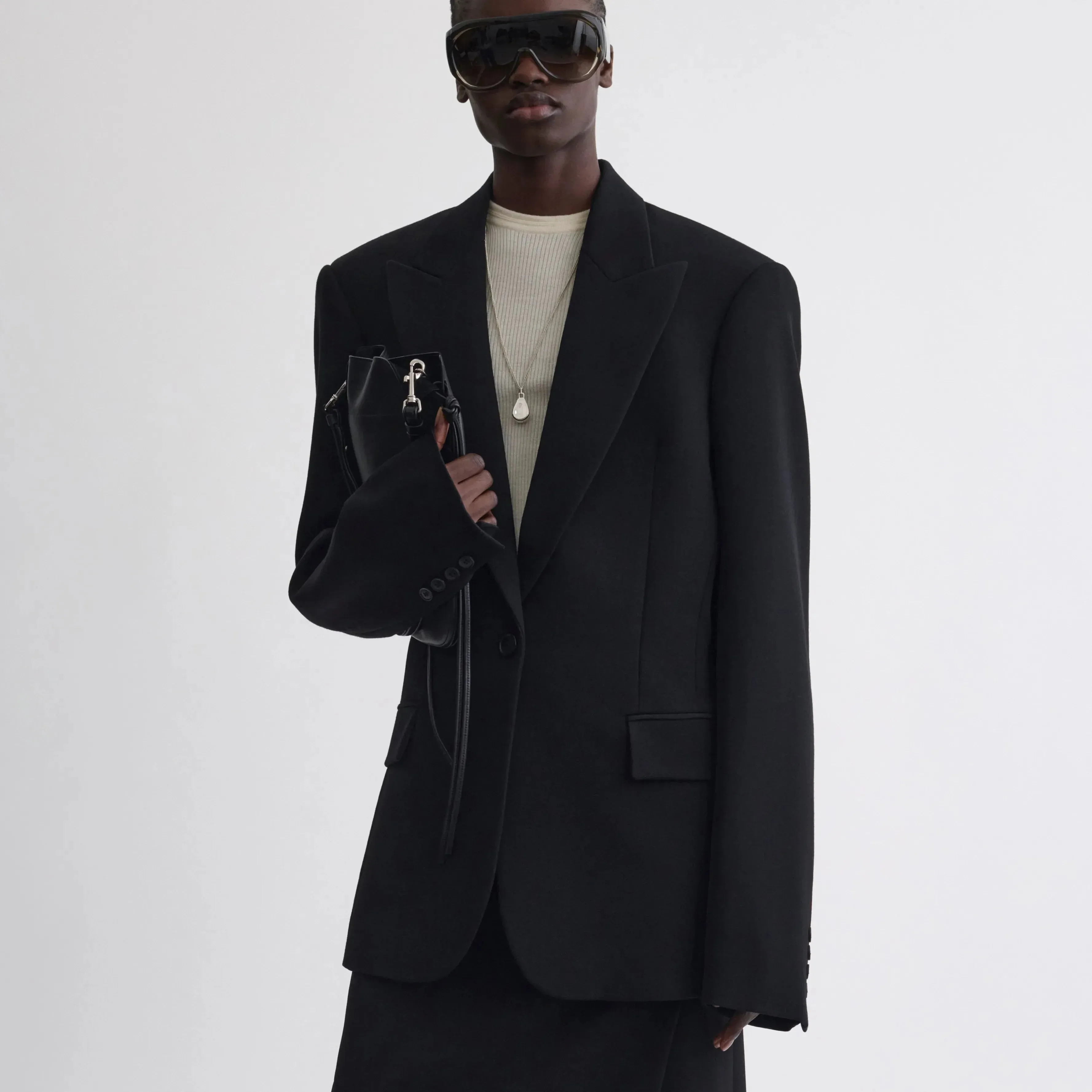 SINGLE BREASTED JACKET | black wool