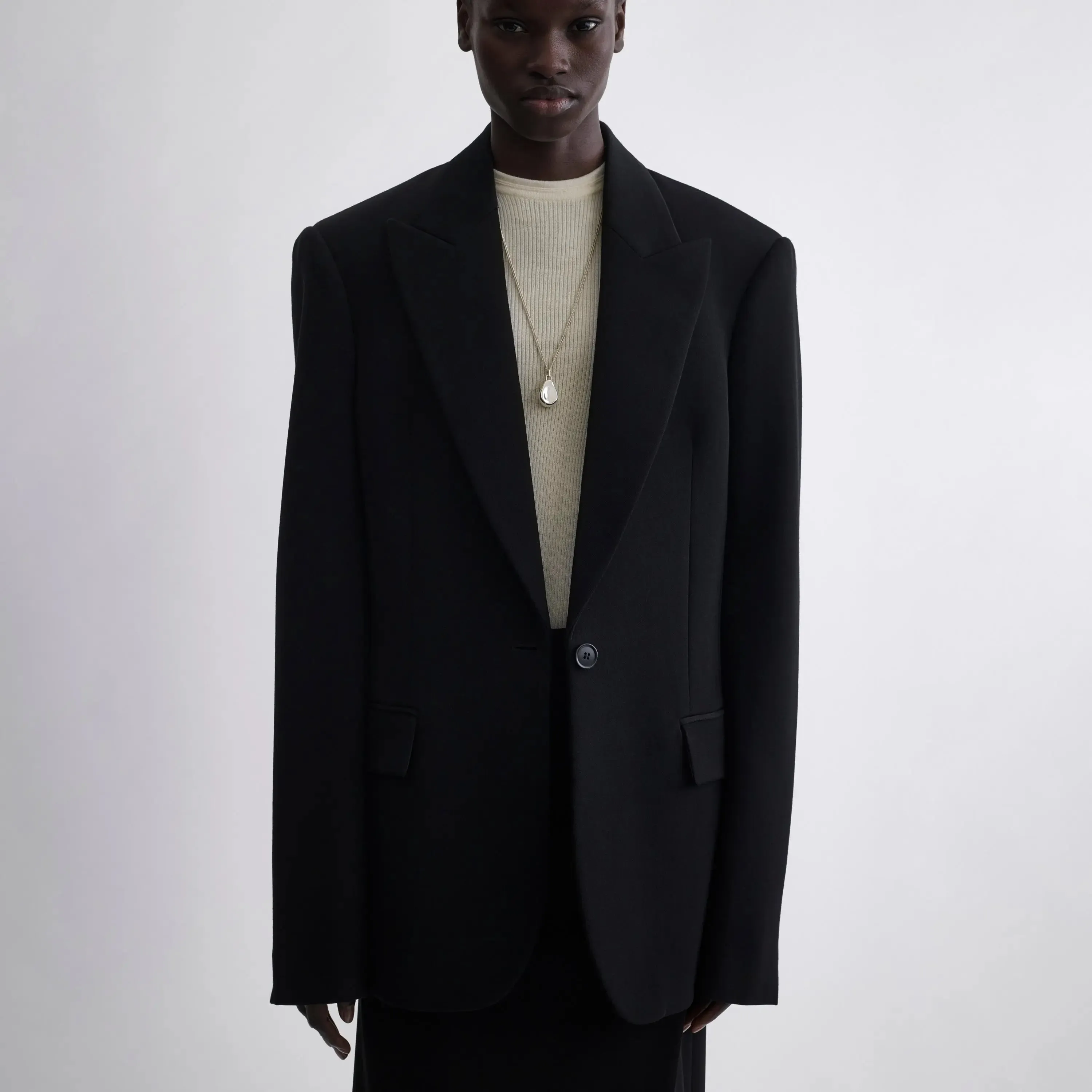 SINGLE BREASTED JACKET | black wool