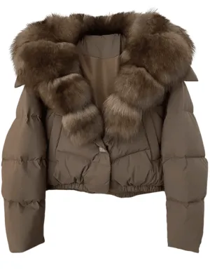 Steven Dann Fox Collar Crop Puffer Coat