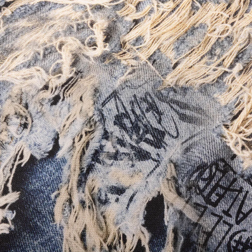 Super Baggy Fit Scribble Jeans - Mid Blue
