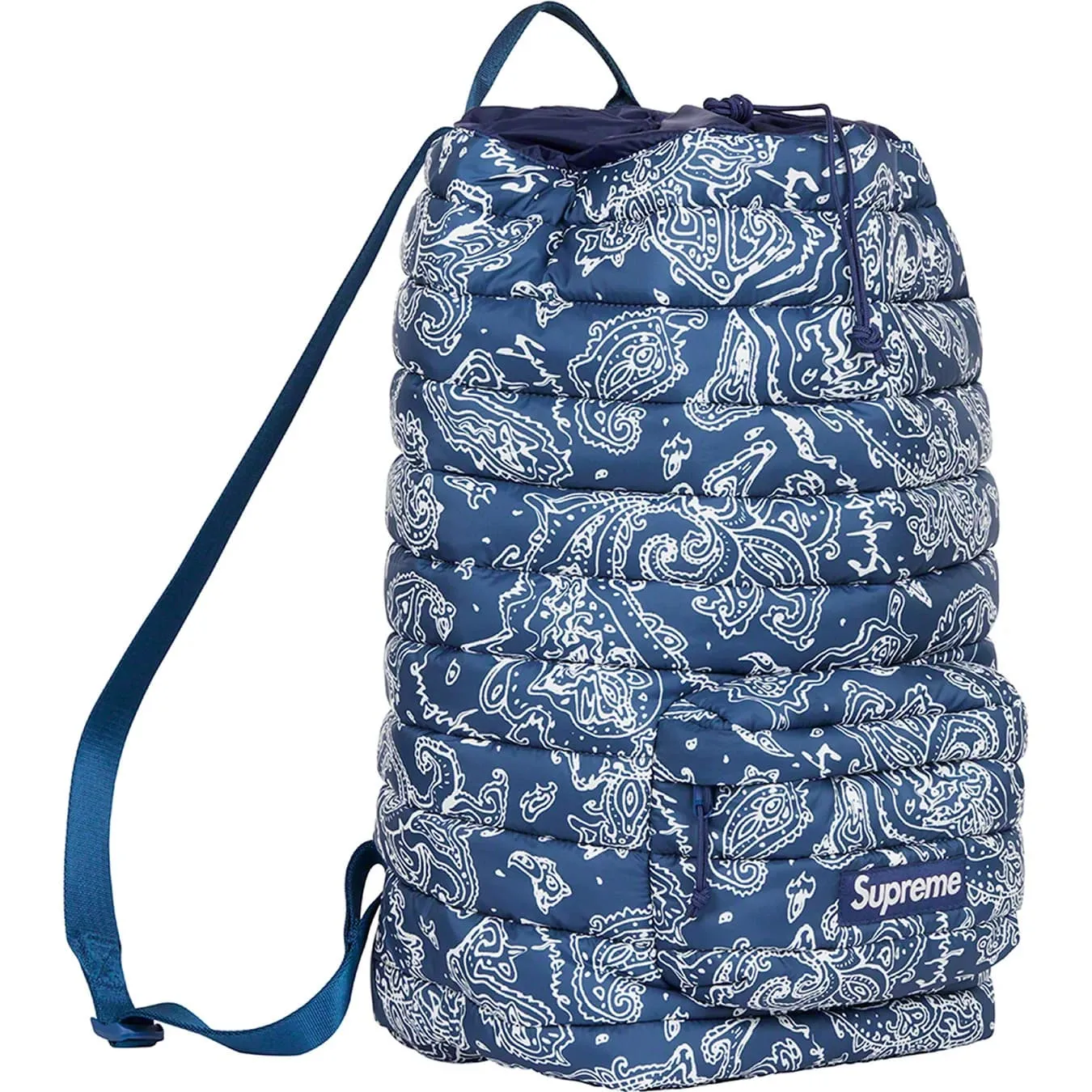 Supreme Puffer Backpack Blue Paisley