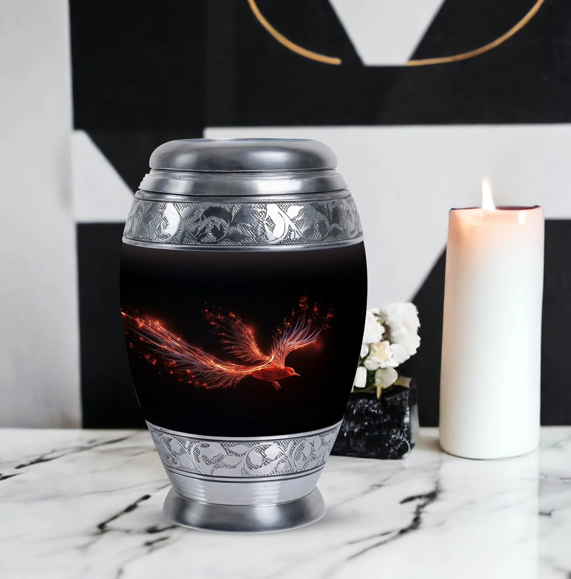 Tender Solace: Red Sparrow Uniquely Large Memorial Urn