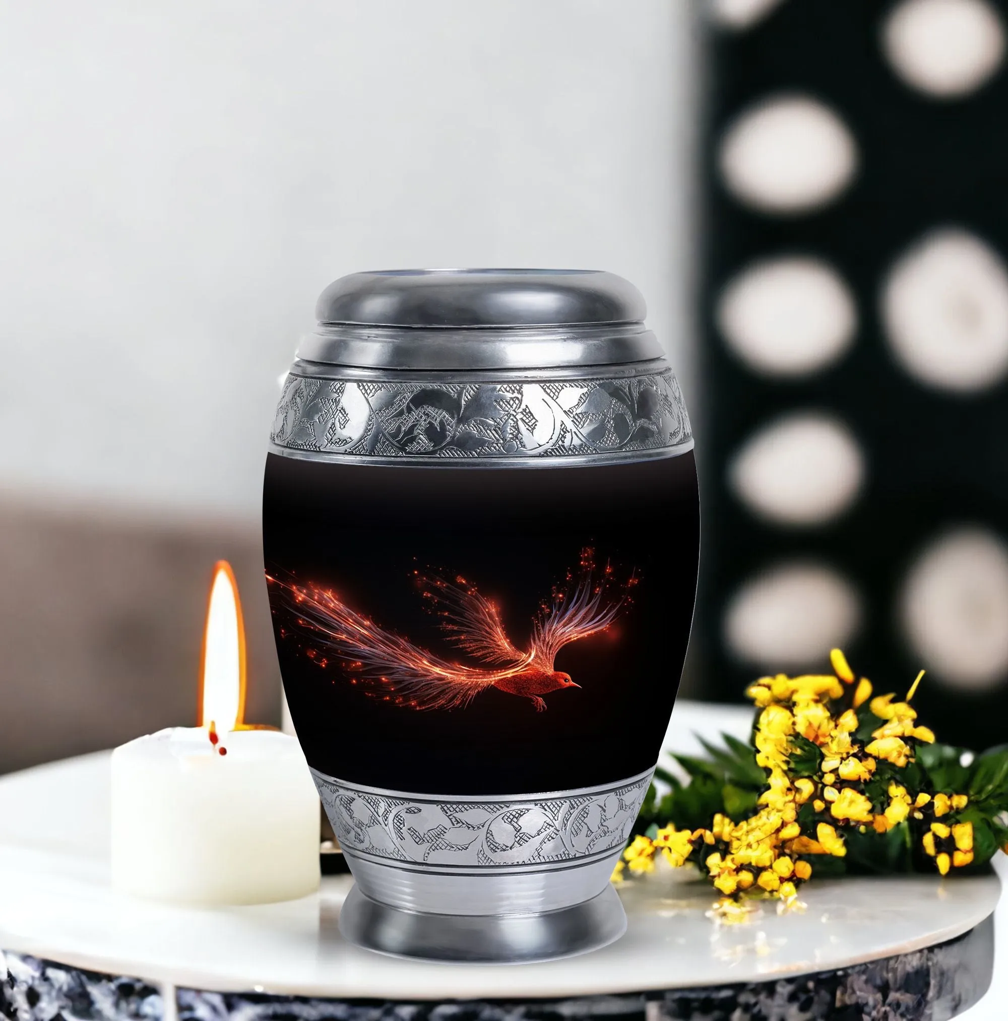 Tender Solace: Red Sparrow Uniquely Large Memorial Urn