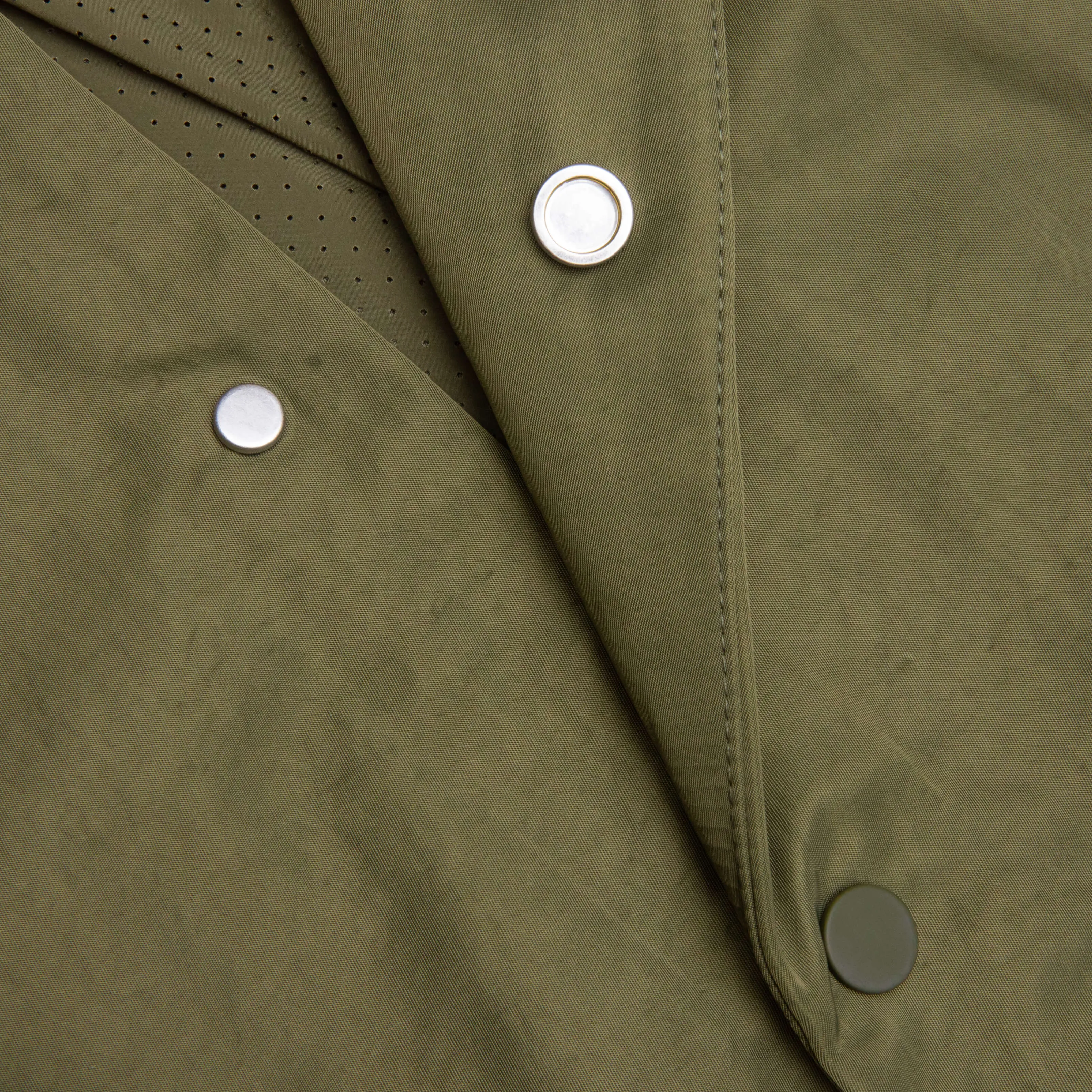Textured Nylon Hooded Coaches Jacket - Military