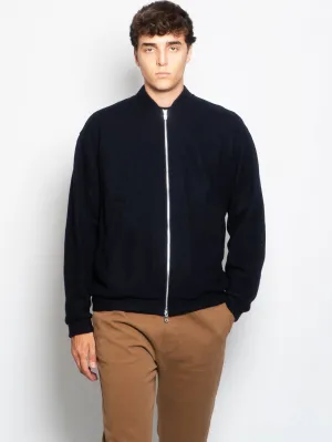 Tofolo Blue Knitted Bomber Jacket