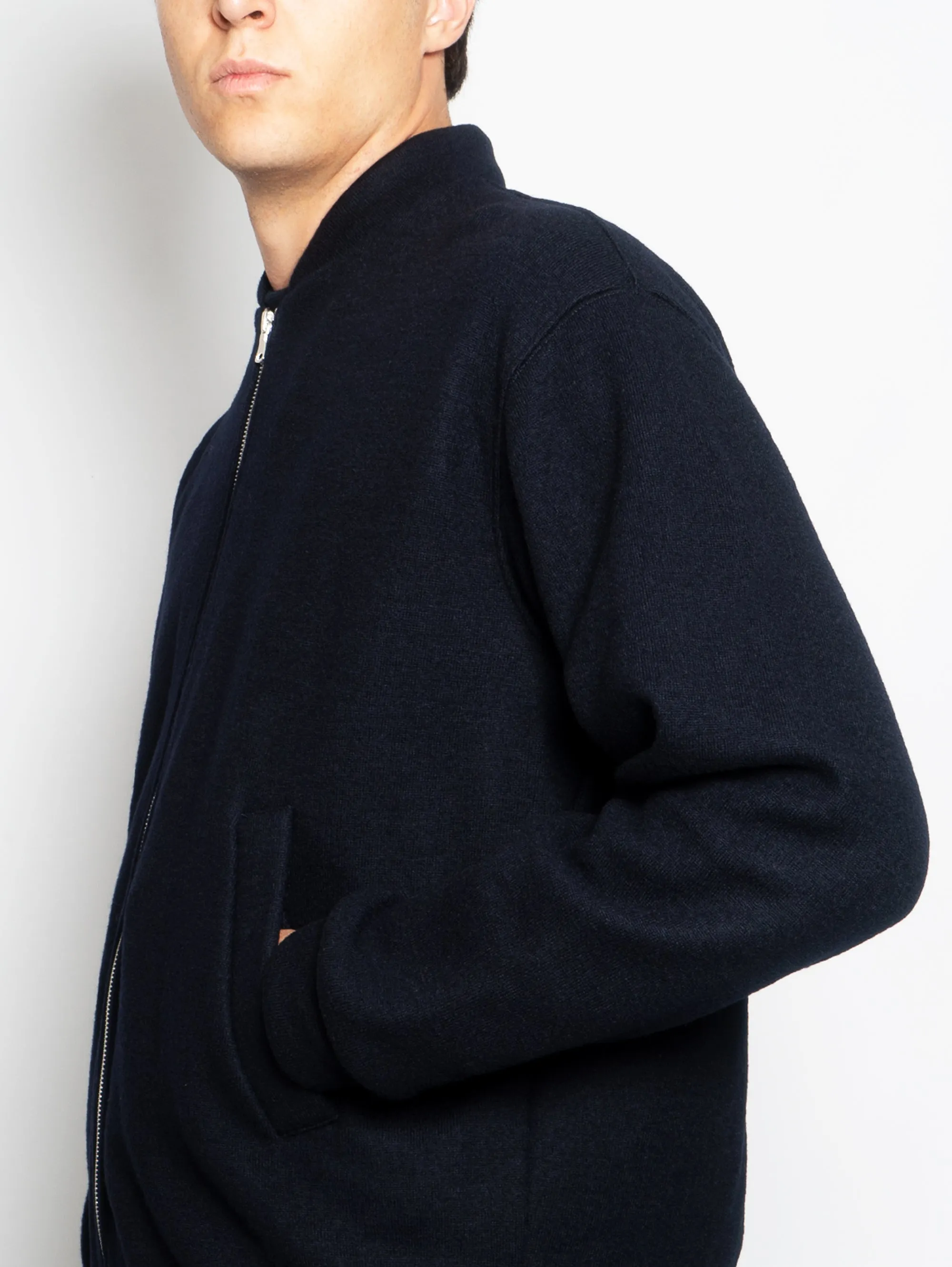Tofolo Blue Knitted Bomber Jacket