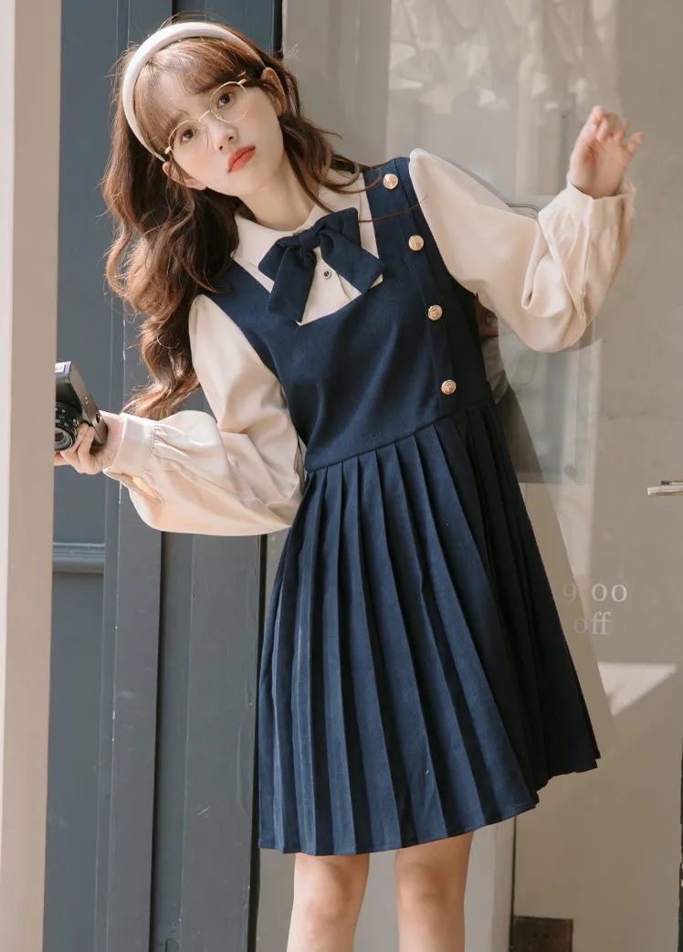 Varsity Pleated Twofer Dress (2 Colors)