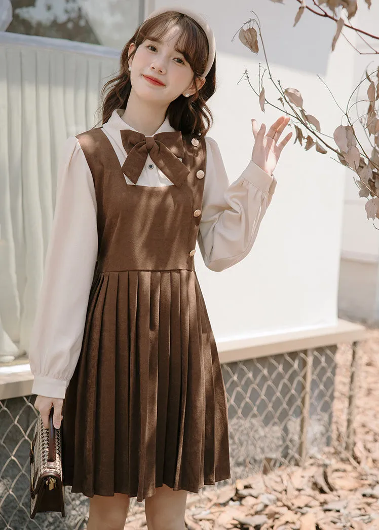 Varsity Pleated Twofer Dress (2 Colors)