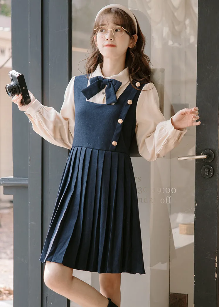 Varsity Pleated Twofer Dress (2 Colors)