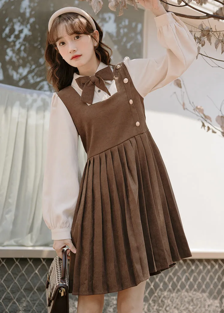 Varsity Pleated Twofer Dress (2 Colors)