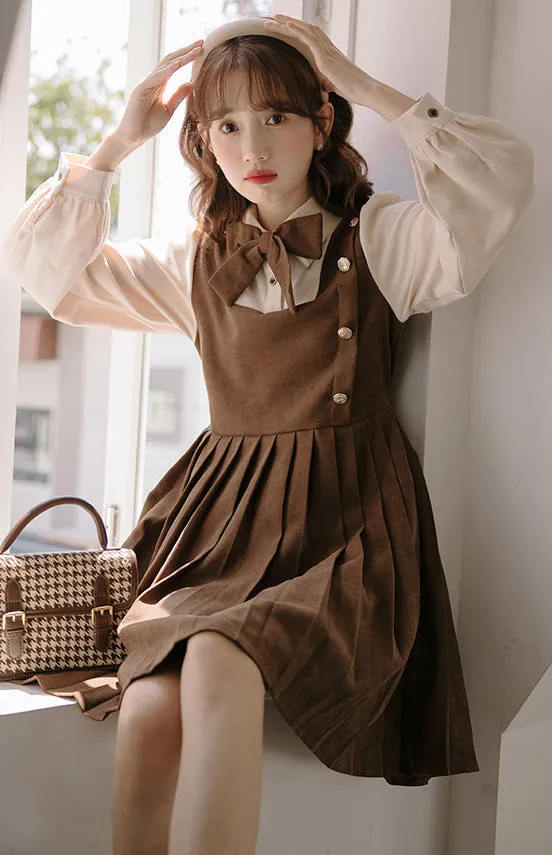 Varsity Pleated Twofer Dress (2 Colors)