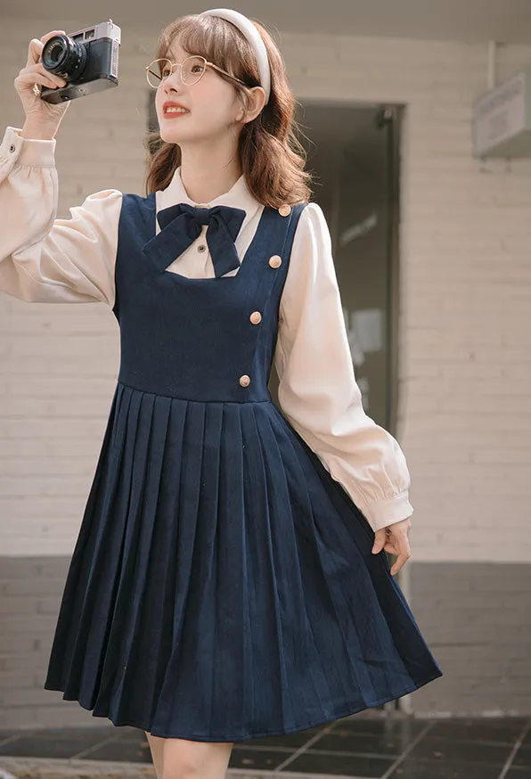 Varsity Pleated Twofer Dress (2 Colors)