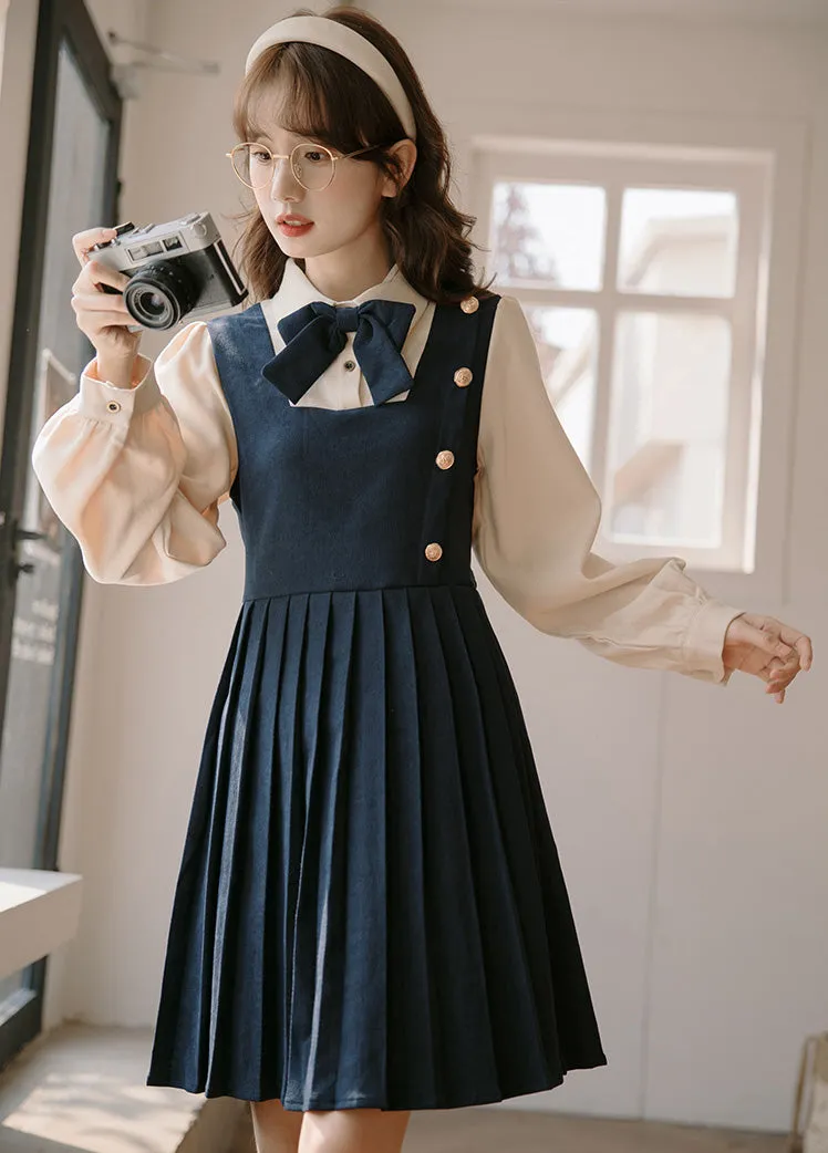 Varsity Pleated Twofer Dress (2 Colors)