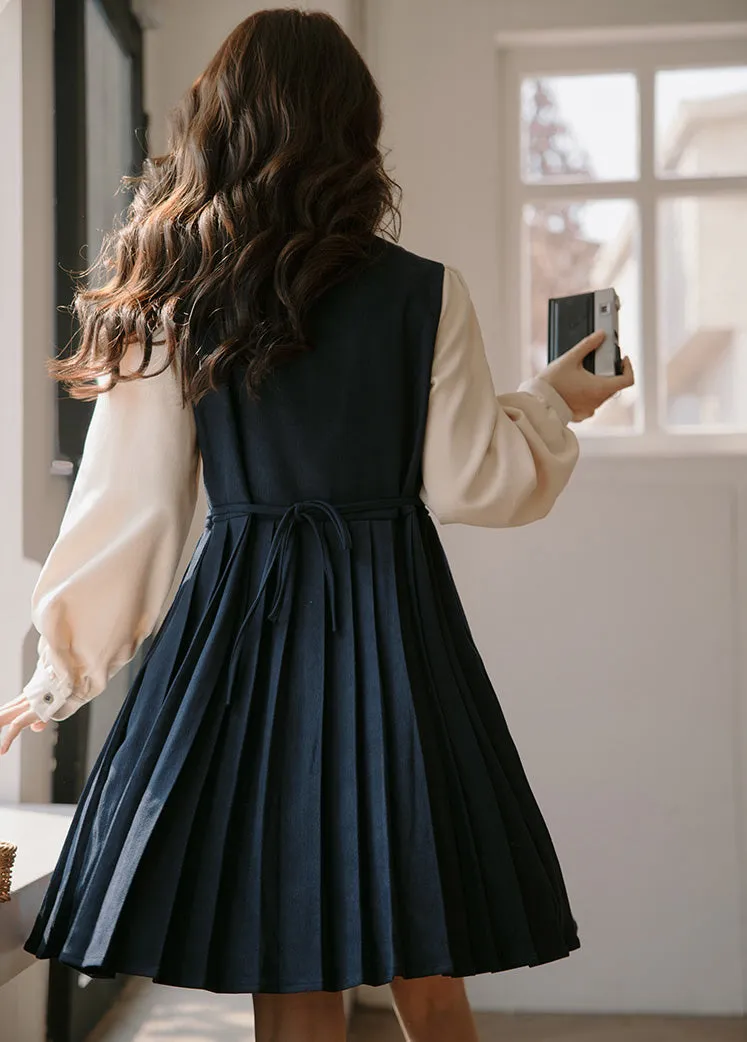 Varsity Pleated Twofer Dress (2 Colors)