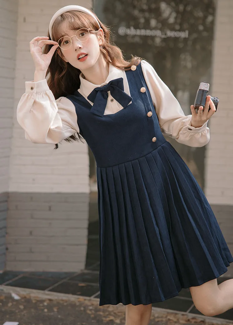 Varsity Pleated Twofer Dress (2 Colors)