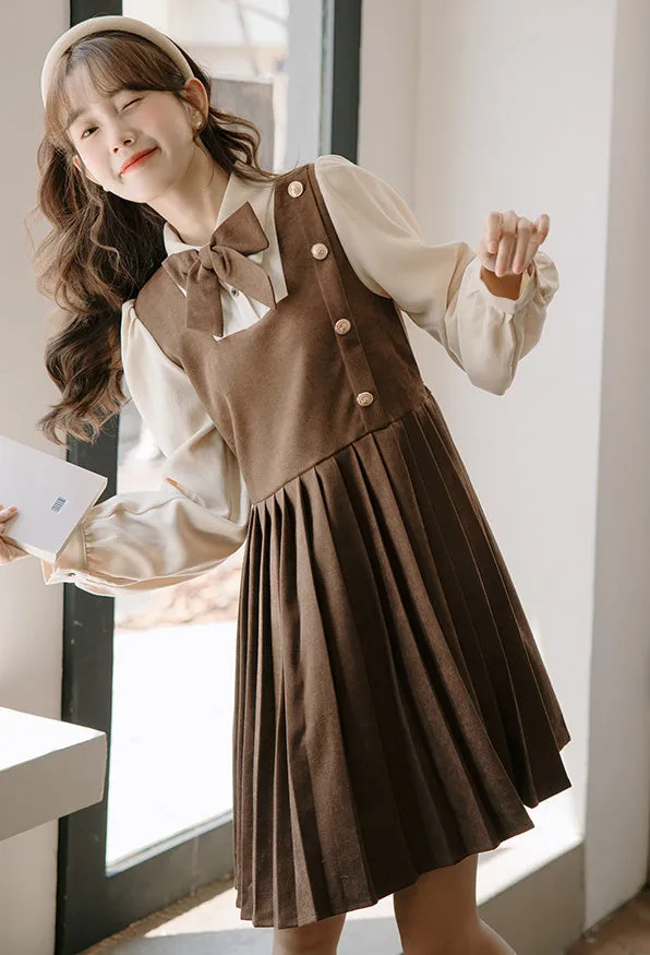 Varsity Pleated Twofer Dress (2 Colors)