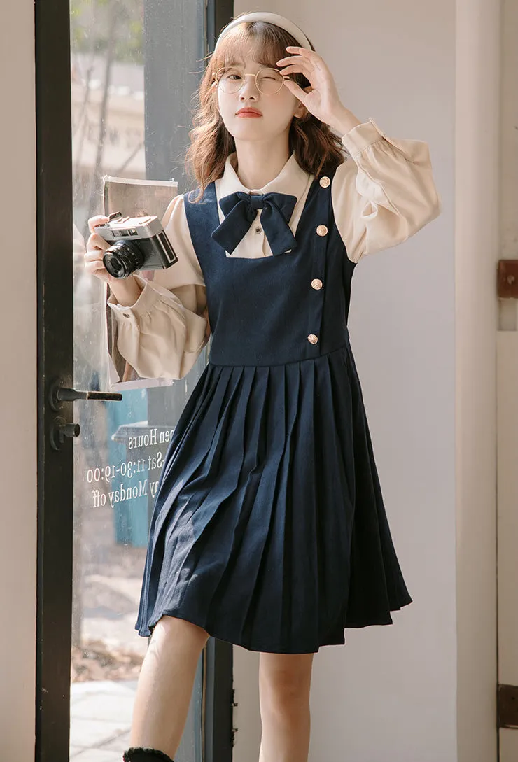 Varsity Pleated Twofer Dress (2 Colors)