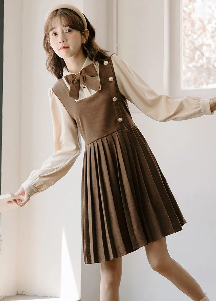 Varsity Pleated Twofer Dress (2 Colors)