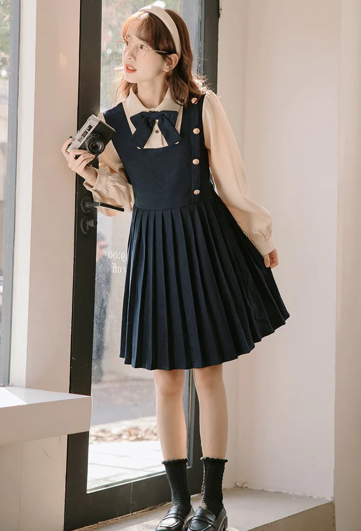 Varsity Pleated Twofer Dress (2 Colors)