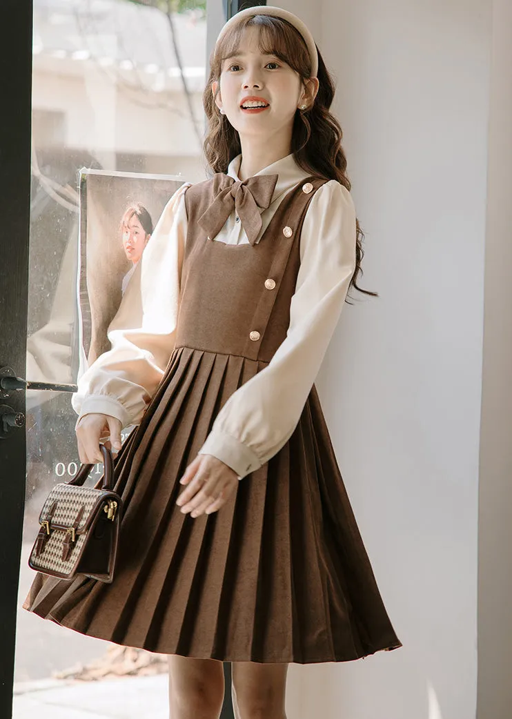 Varsity Pleated Twofer Dress (2 Colors)
