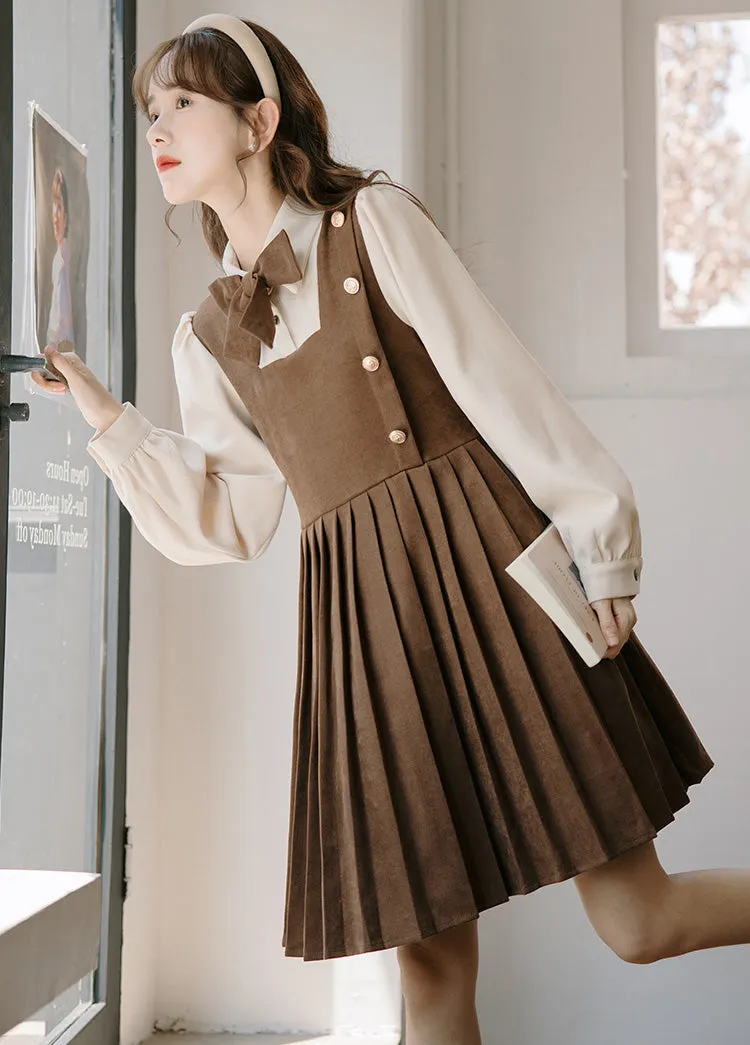 Varsity Pleated Twofer Dress (2 Colors)