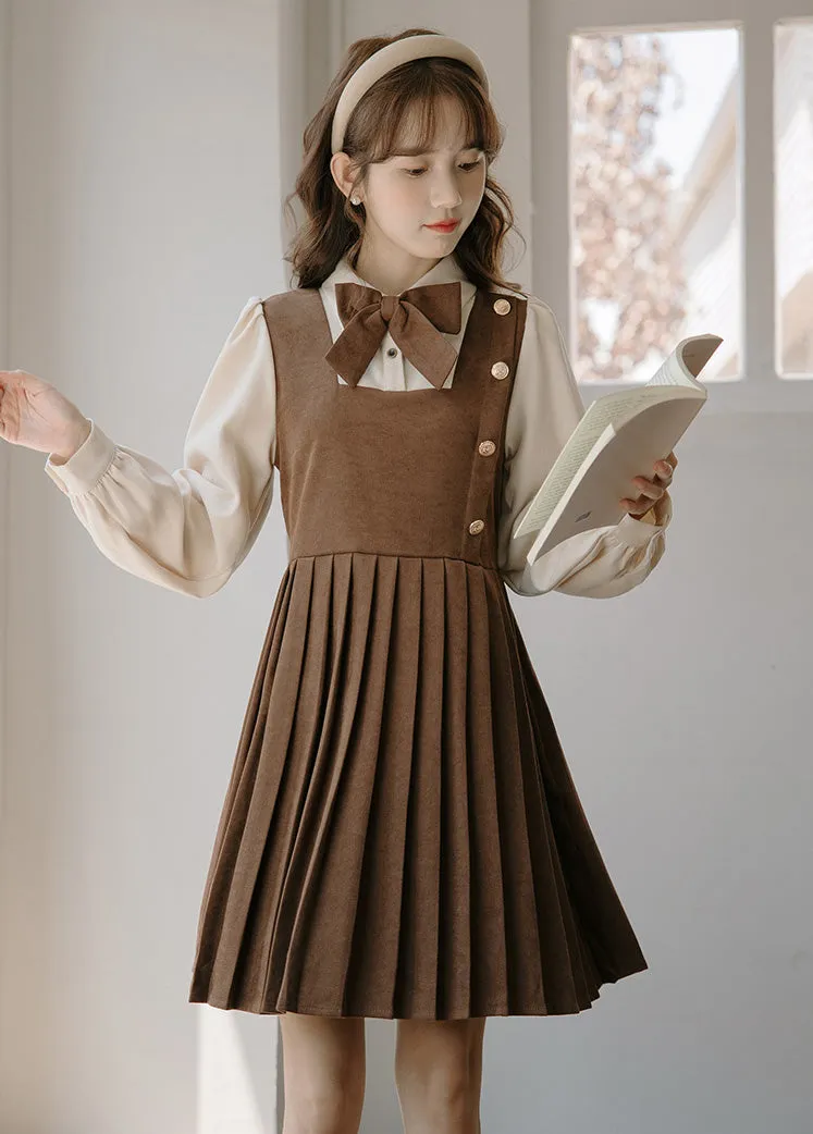 Varsity Pleated Twofer Dress (2 Colors)