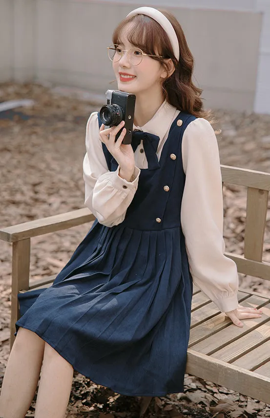 Varsity Pleated Twofer Dress (2 Colors)
