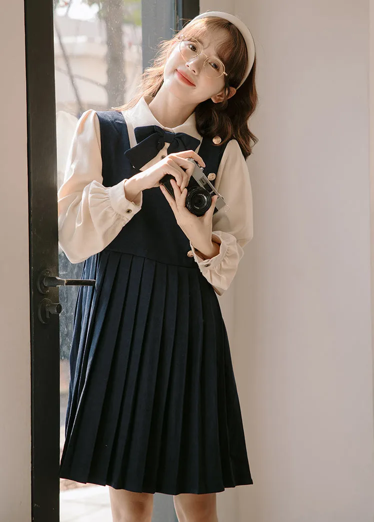 Varsity Pleated Twofer Dress (2 Colors)