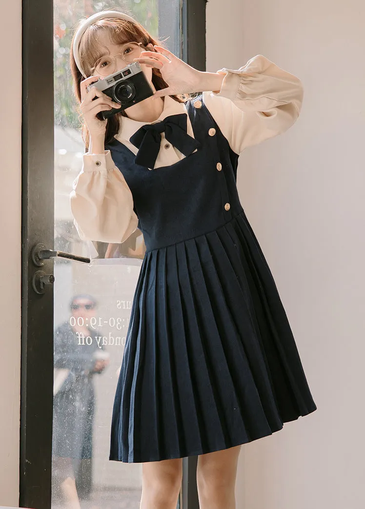 Varsity Pleated Twofer Dress (2 Colors)
