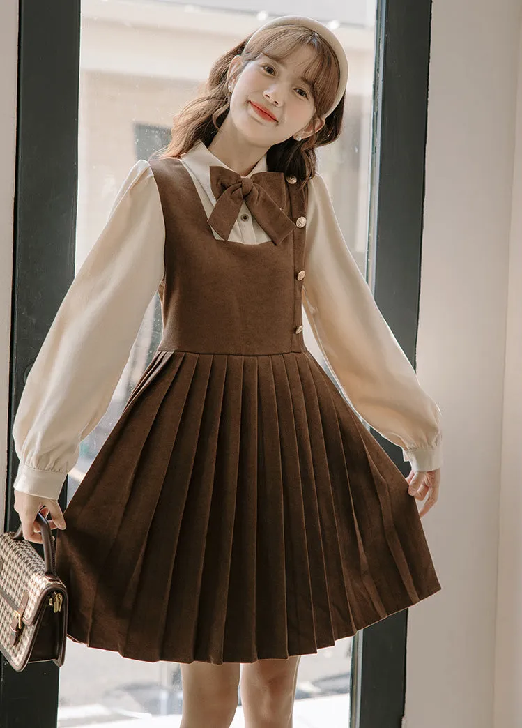 Varsity Pleated Twofer Dress (2 Colors)