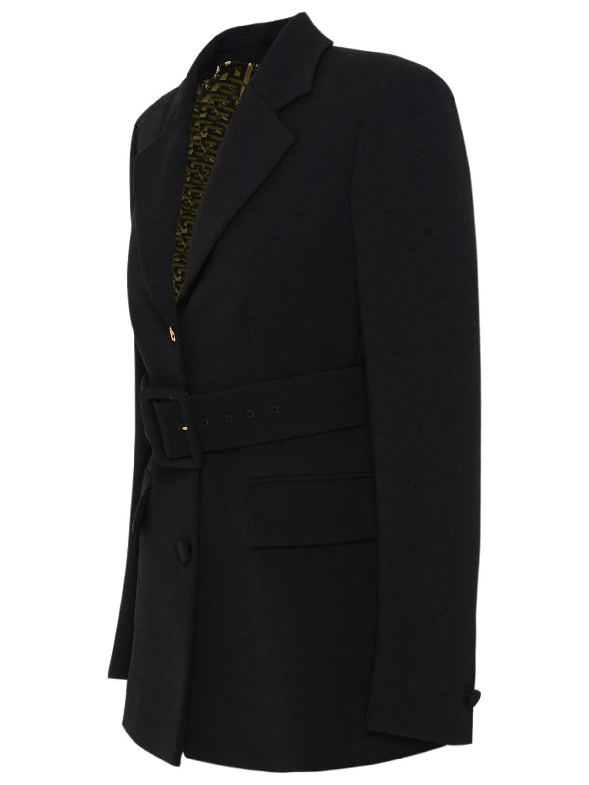 Versace Belted Waist Single-Breasted Blazer