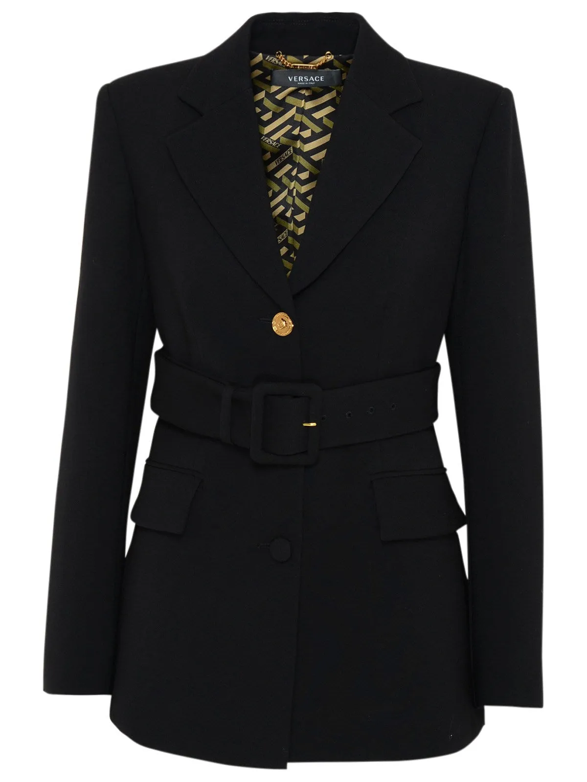 Versace Belted Waist Single-Breasted Blazer