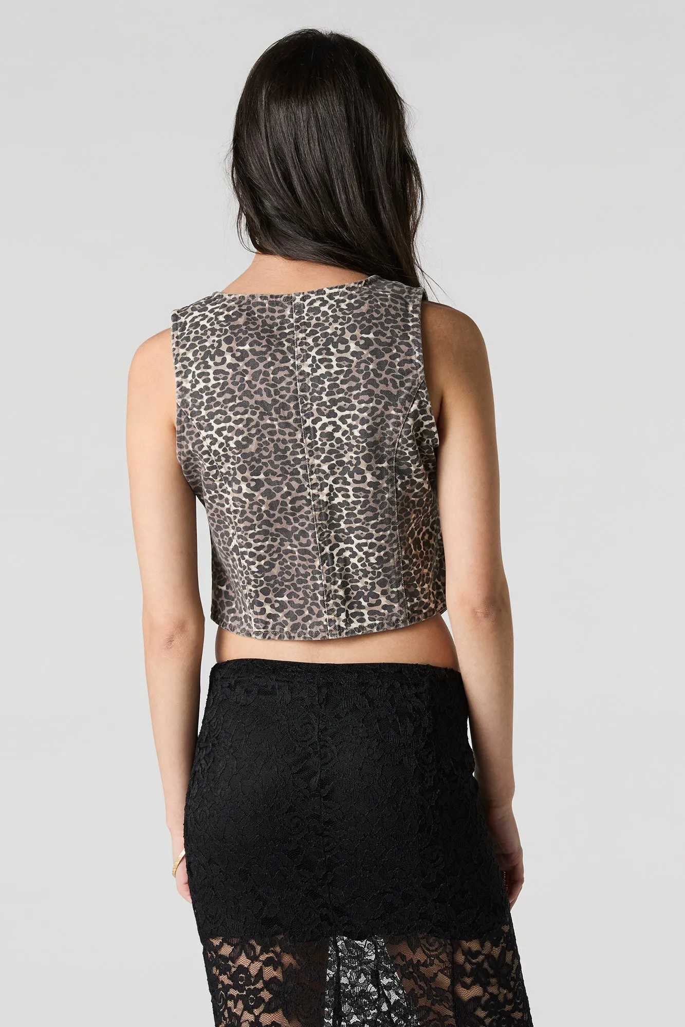 Veste en denim avec motif animalier