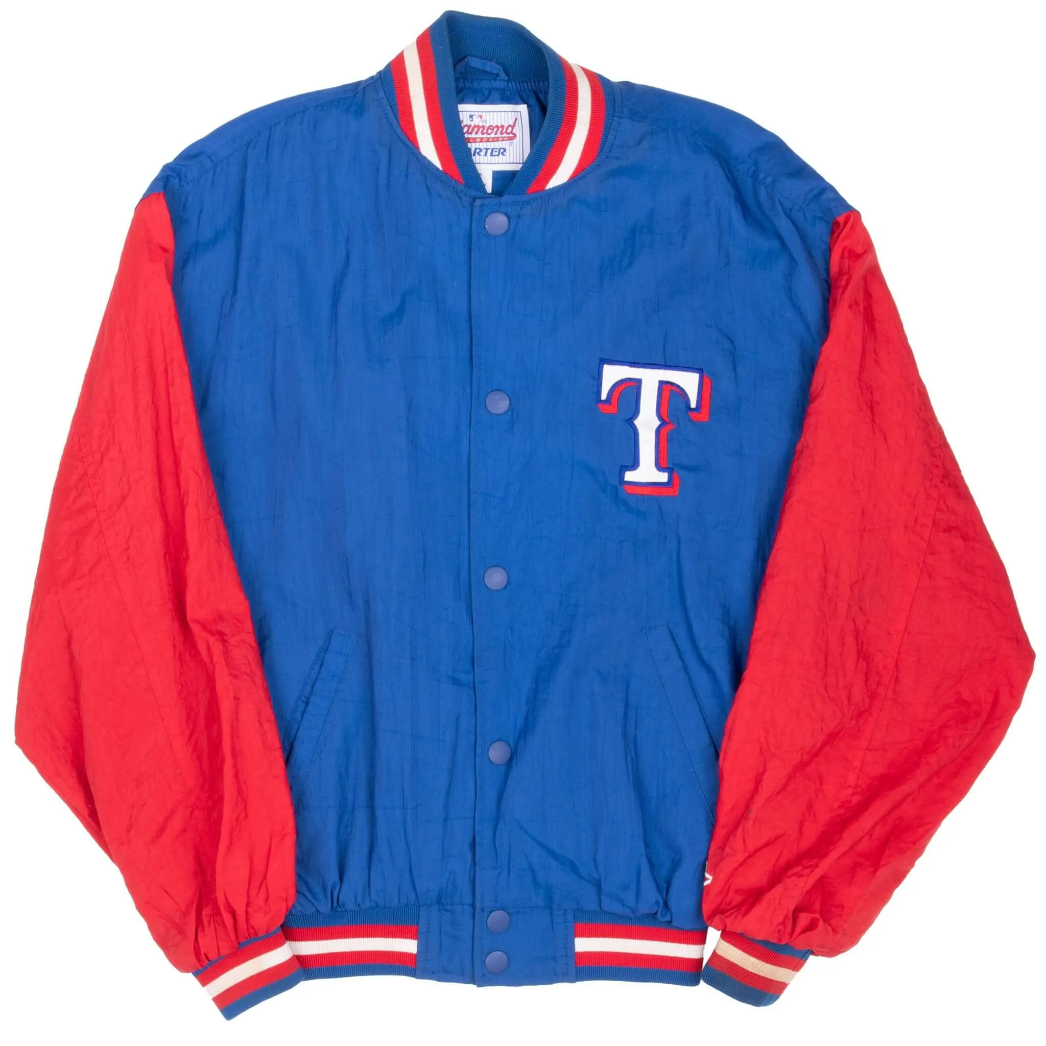VINTAGE MLB TEXAS RANGERS VARSITY STARTER JACKET 1990S SMALL