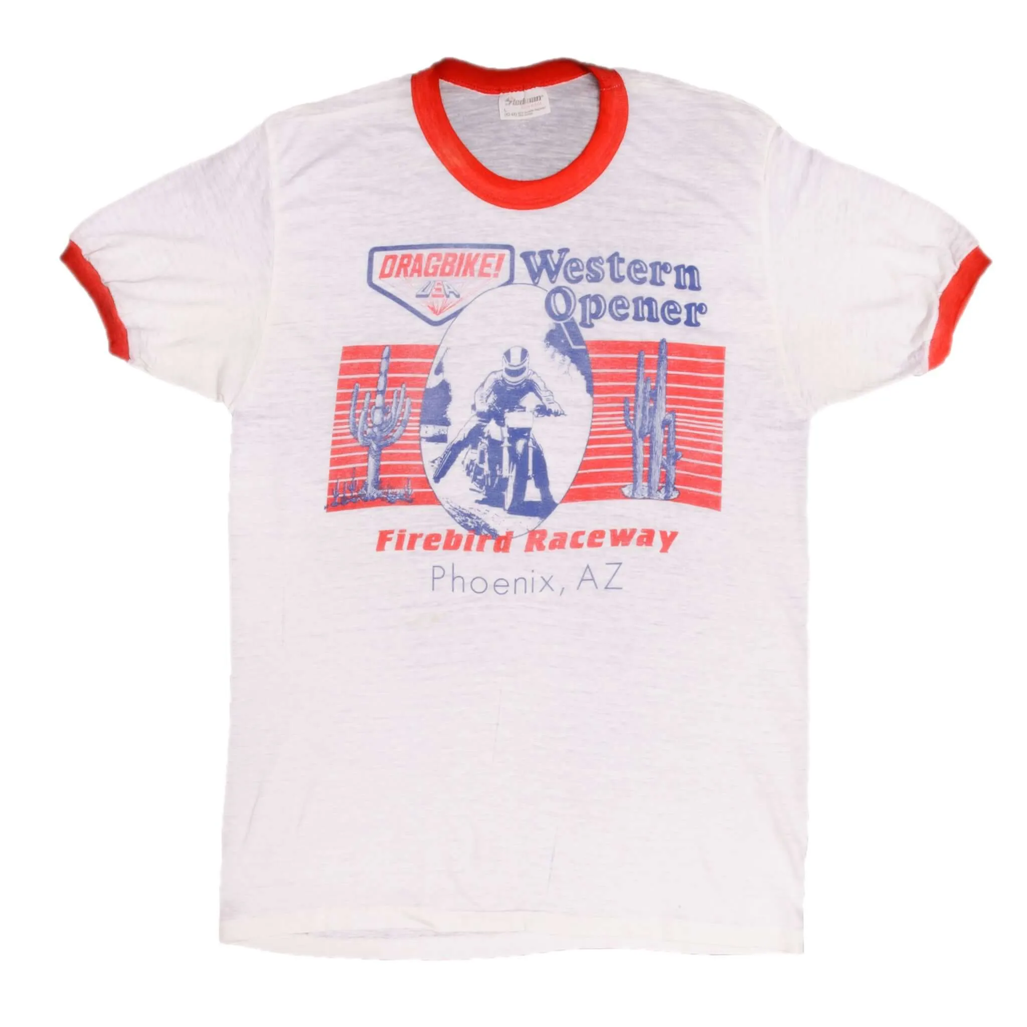 VINTAGE MOTORCYCLE RACING WESTERN OPENER FIREBIRD RACEWAY TEE SHIRT 1980S MEDIUM MADE USA